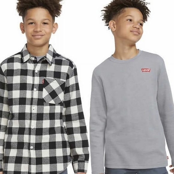 Levi's Youth Boys Flannel and Thermal 2-Pack Top Set Size 6/7 - Picture 1 of 7